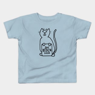 Cute Cat with Joe Biden 2020 Sign Outline Kids T-Shirt